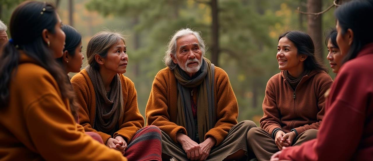 Indigenous elders sharing language knowledge